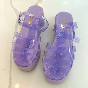 Purple wedge clear purple straps barely worn